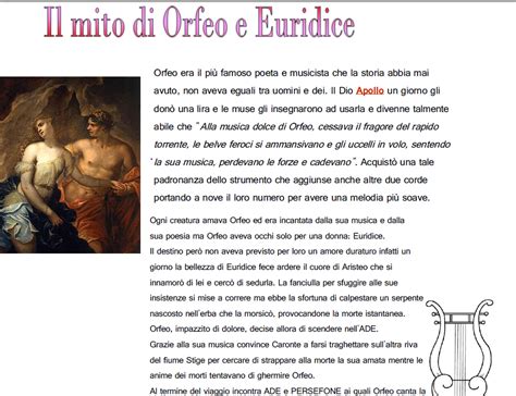 mito di orfeo ed euridice riassunto